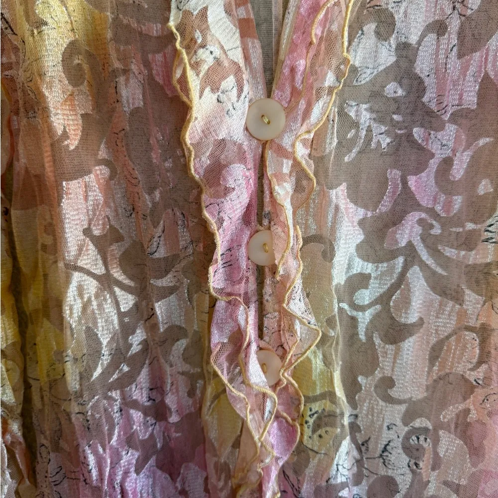 Teatro Dei Sogni by Beppe Bondi Gold and Cream Textured Robe size 14 - Image 7