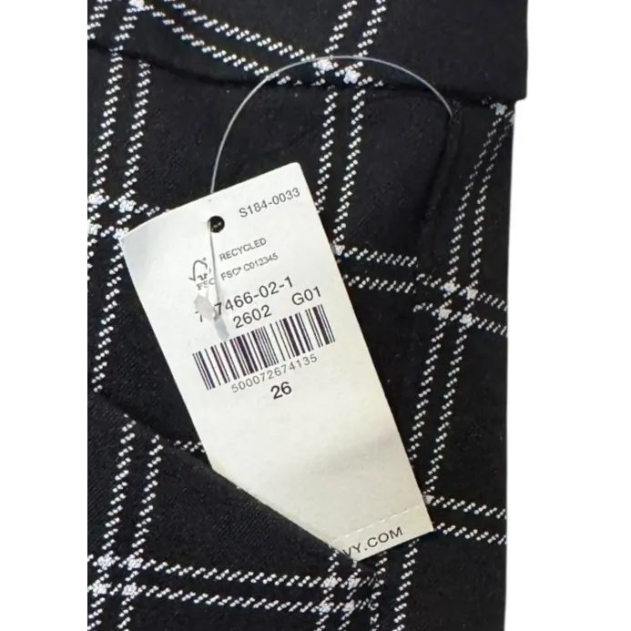Old Navy Womens Pants High-Rise Pixie Never Fade Checkered Black / White‎ 26 NWT - Image 5