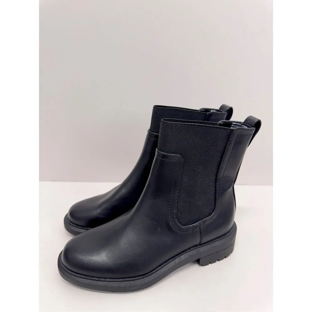 Alfani Boots Size 5.5 Black Lug Sole Block Heel Pull On Style Booties - Image 2