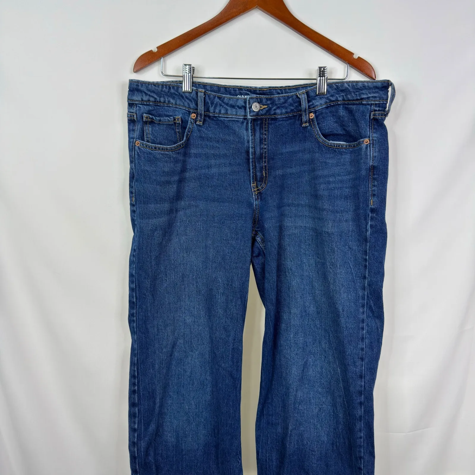 Old Navy Mid Rise Wide Leg Petite Jeans Dark Wash Size 14 - Image 4