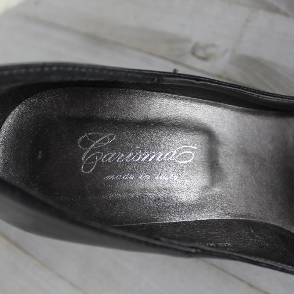 Carisma Leather Platform Pumps Fur Rosette Flower Black Size 7.5 - Image 6