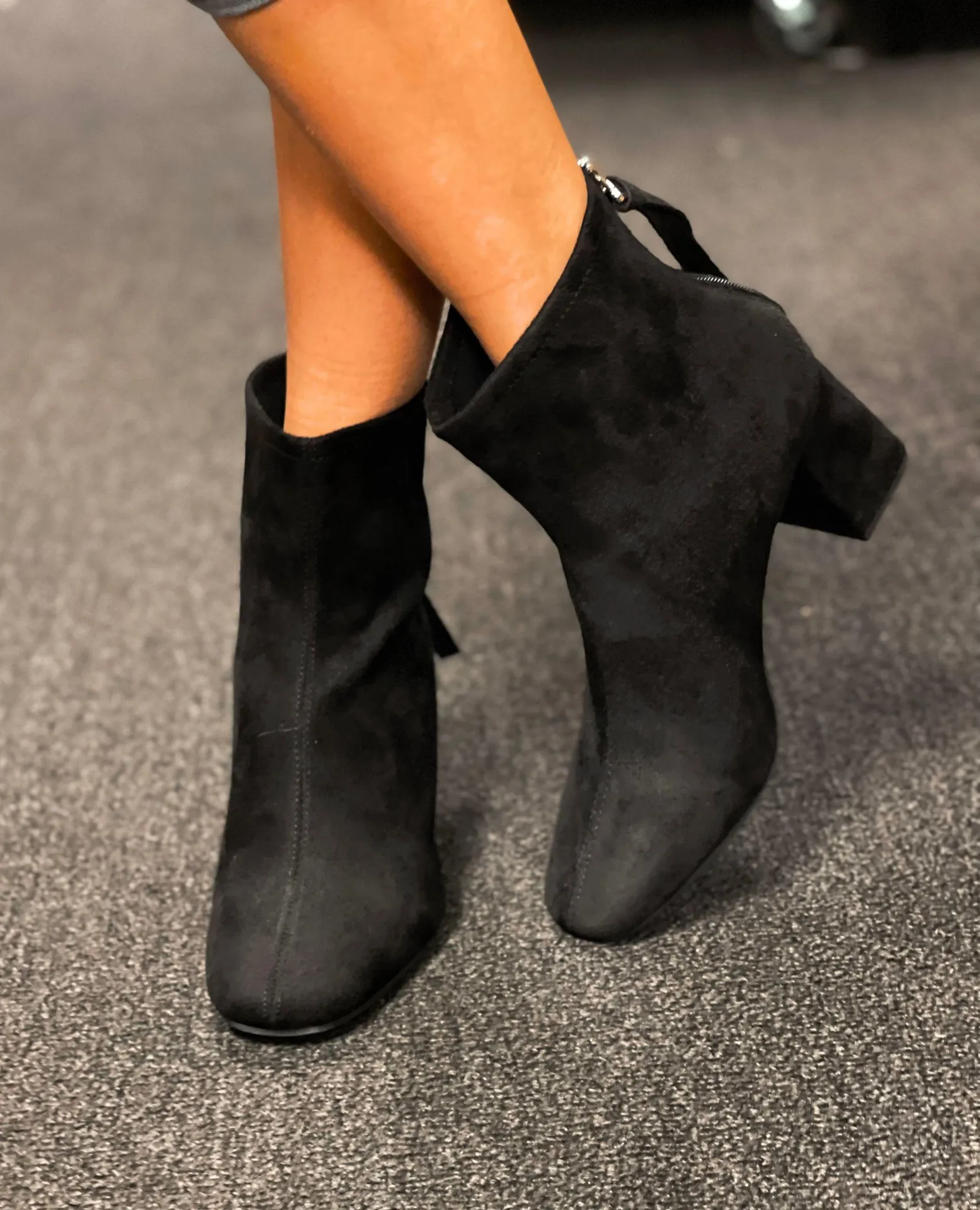 Black Chunky Heel Ankle Bootie Size 9 - Image 2