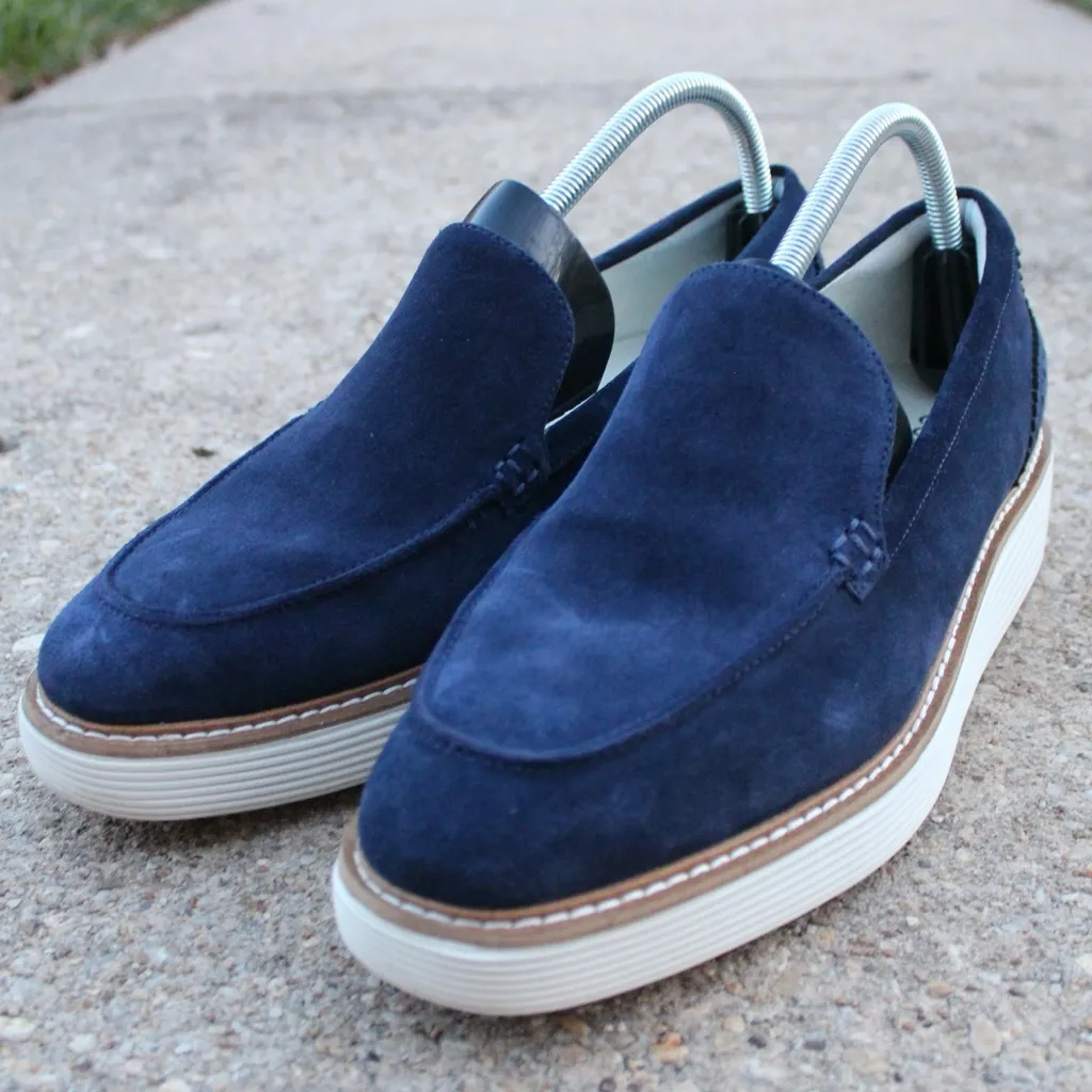 Women's OriginalGrand Platform Ventetian Loafers Blue Suede Sz 10.5 - Image 5