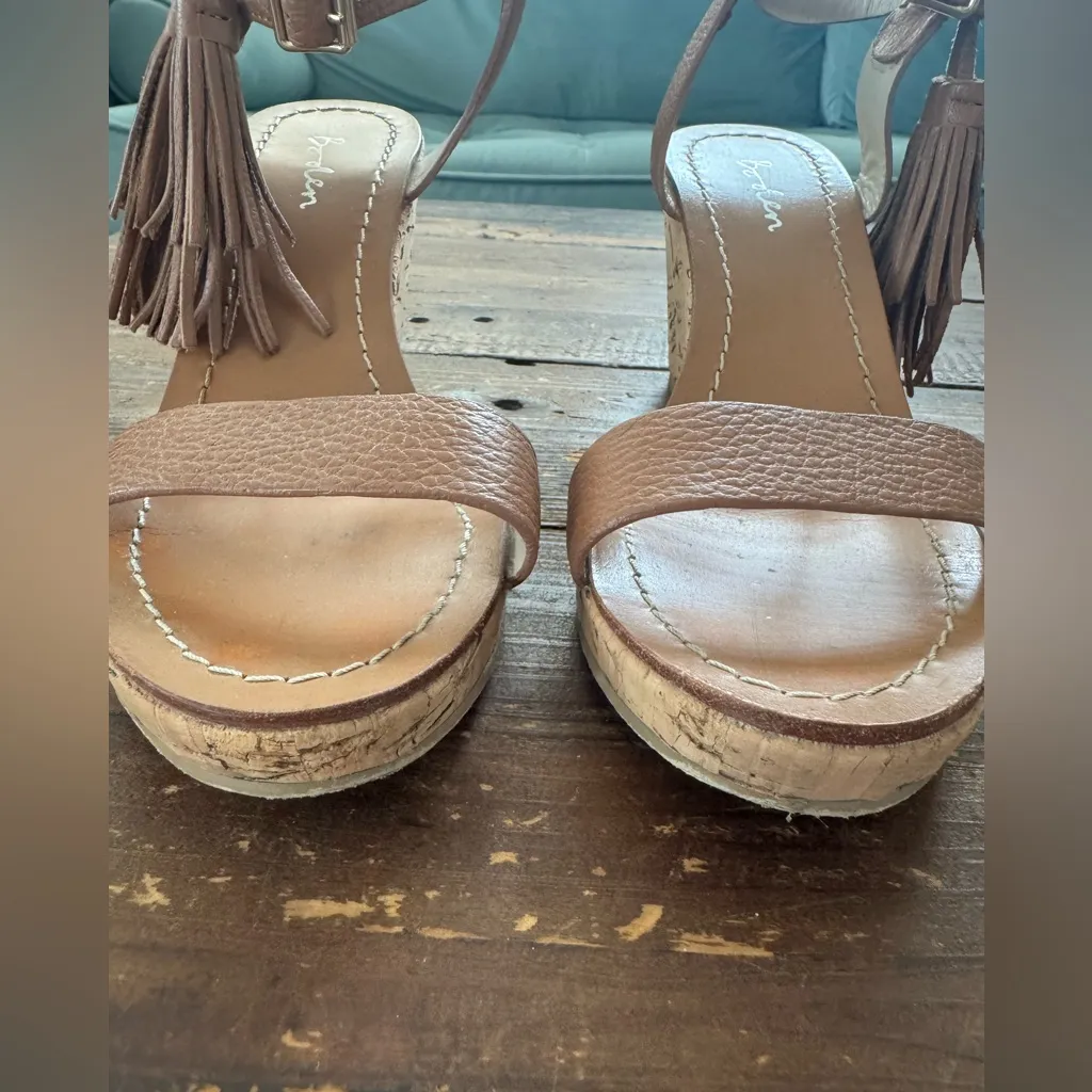 Boden Tassel Cork Wedge Sandal Tan Size 7 - Image 11