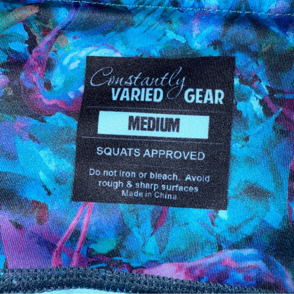 Constantly Varied‎ Gear CVG Flamingo Blue Pink Print Full Length Leggings Sz M Size M - Image 6