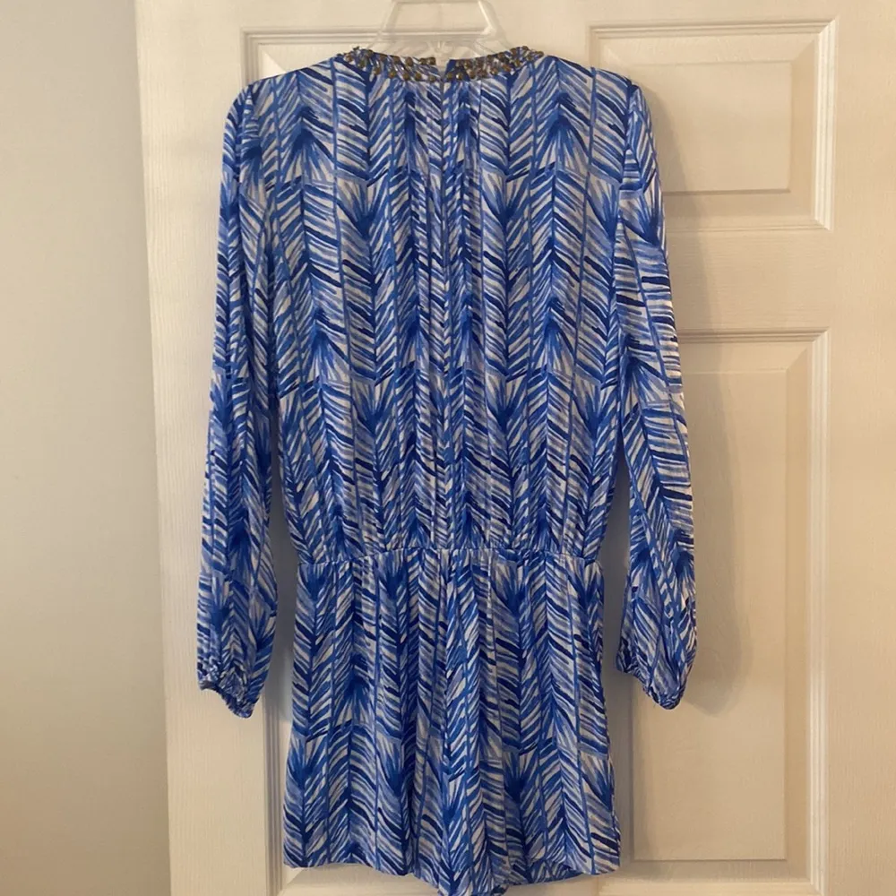 Lilly Pulitzer Women’s Romper size S long sleeves color blue /white length 33” - Image 6