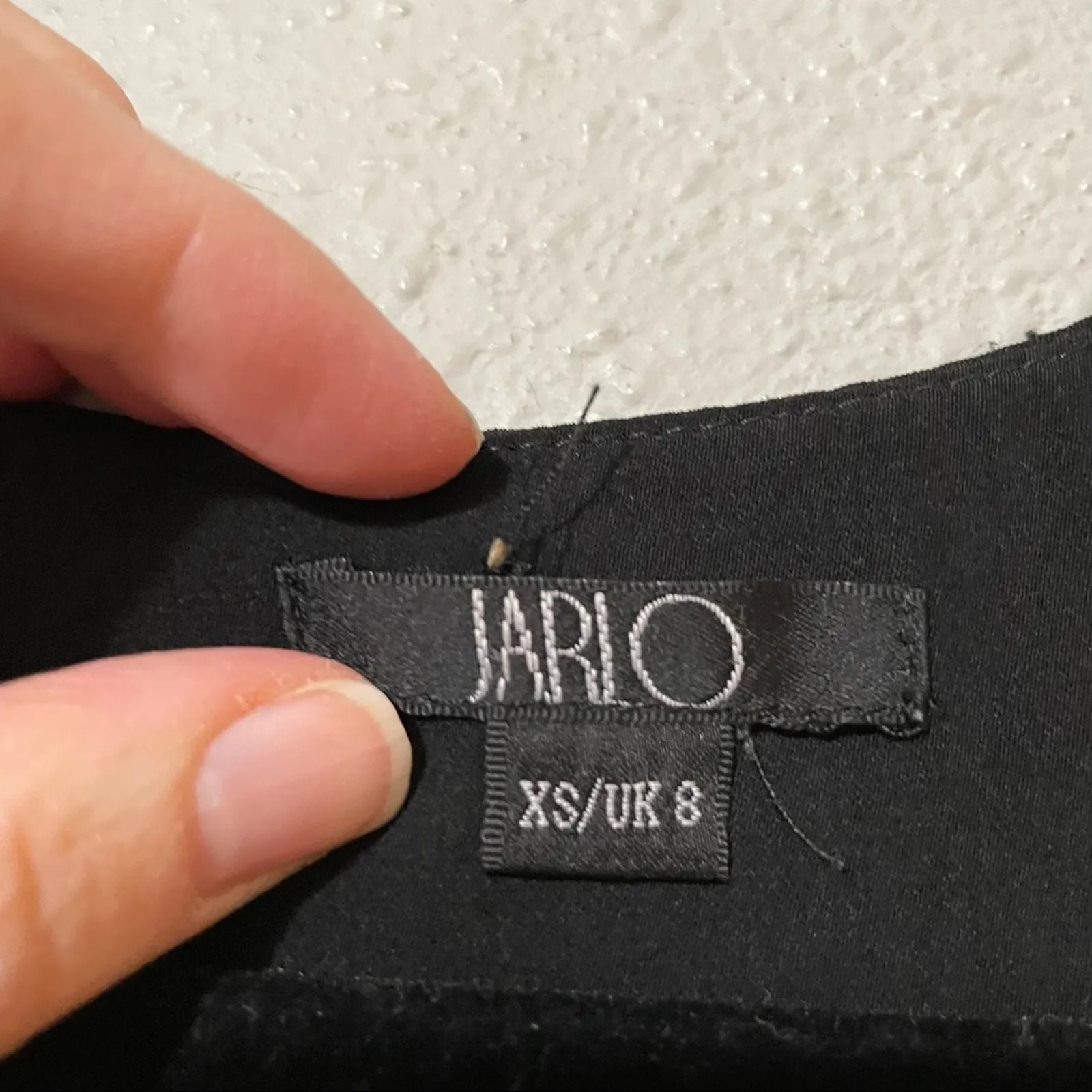 Jarlo Black Sleeveless Tiered Laser Cut Shift Dress Womens XS Mini Boho Crochet - Image 2