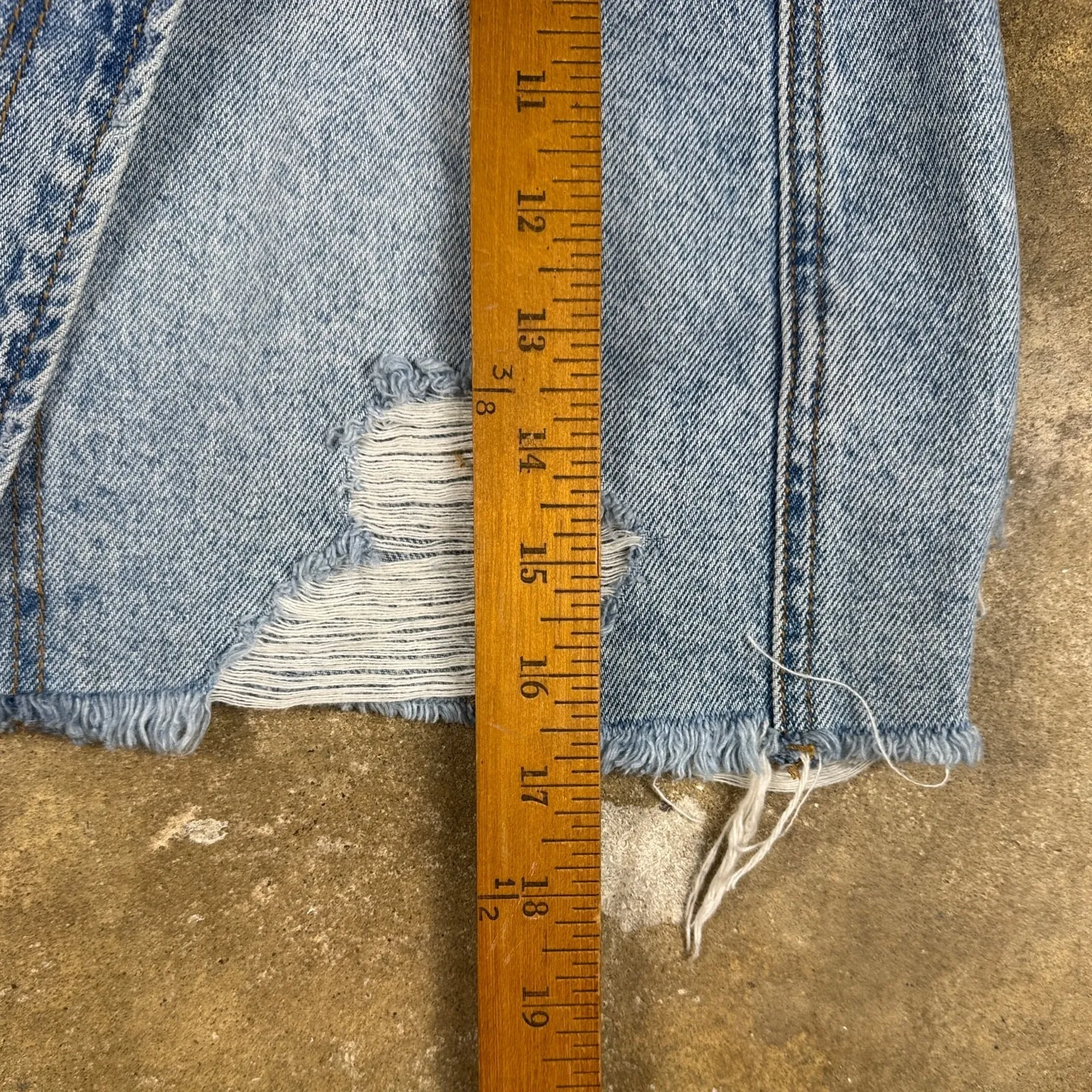 Free People Parker Wrap Mini Skirt Women's 25 Blue Distressed Denim Raw Hem - Image 9