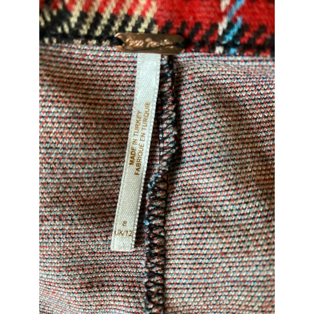 Free People Women's Size 8 Plaiid Zip Up Skinny Fit Pants Multicolor Stretch - Image 4