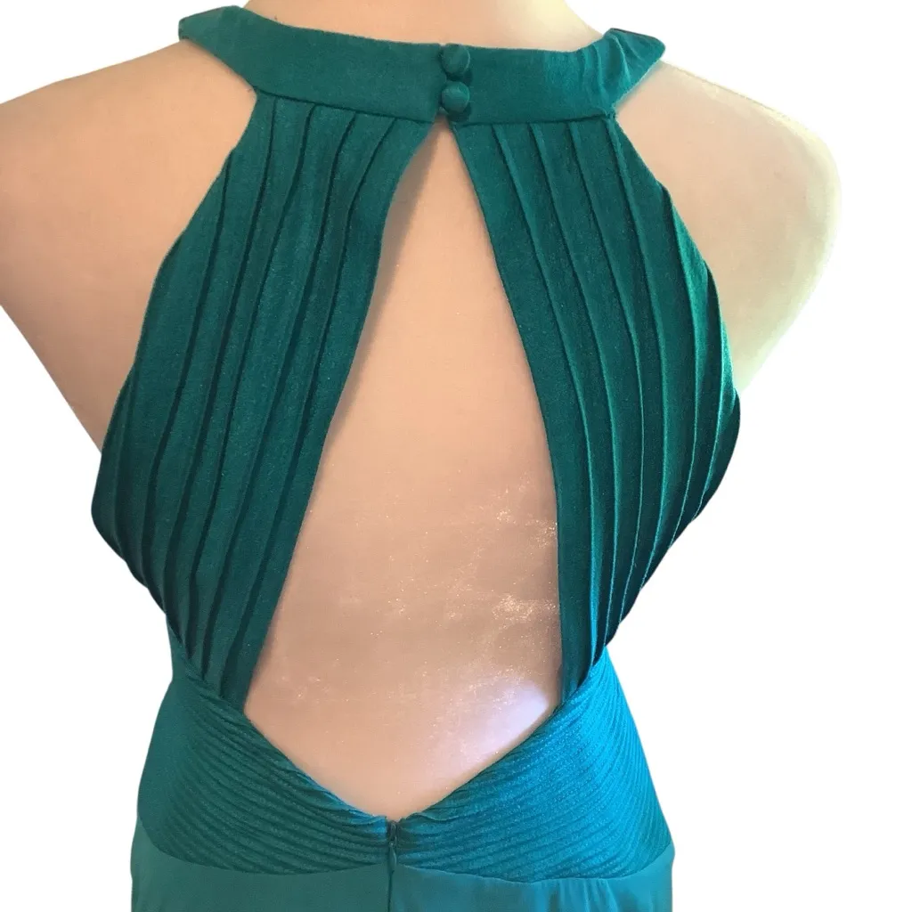 Calvin Klein Teal Halter Formal/Simi Formal Chiffon Dress WORN ONCE - Image 4