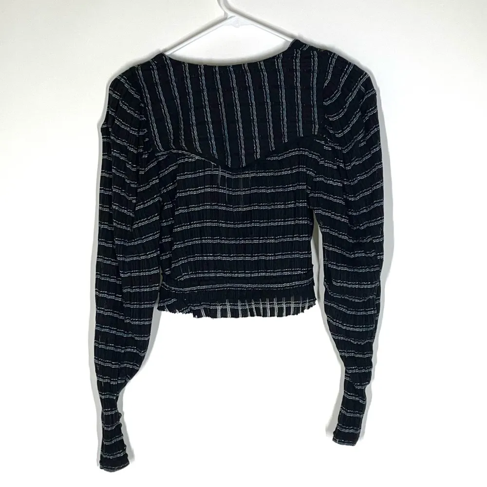 NEW  Girlfriend Surplice Shimmer Stripe Long Sleeve Blouse Size XS - Image 9