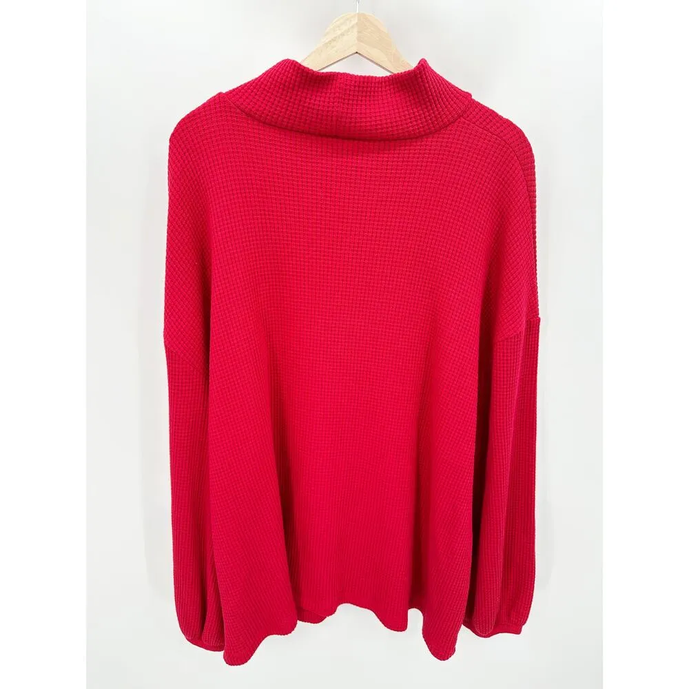 Ava & Viv Sweater Women 2X NWT Red Mock Neck Textured Long Sleeve Pullover - Image 2