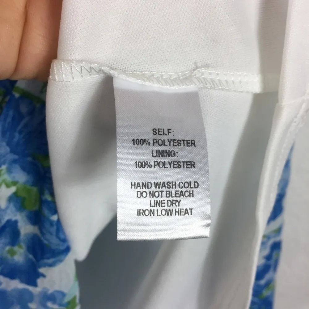 Lulus Glorious White and Light Blue Floral Print Ruffled Aline Mini Dress Small - Image 6