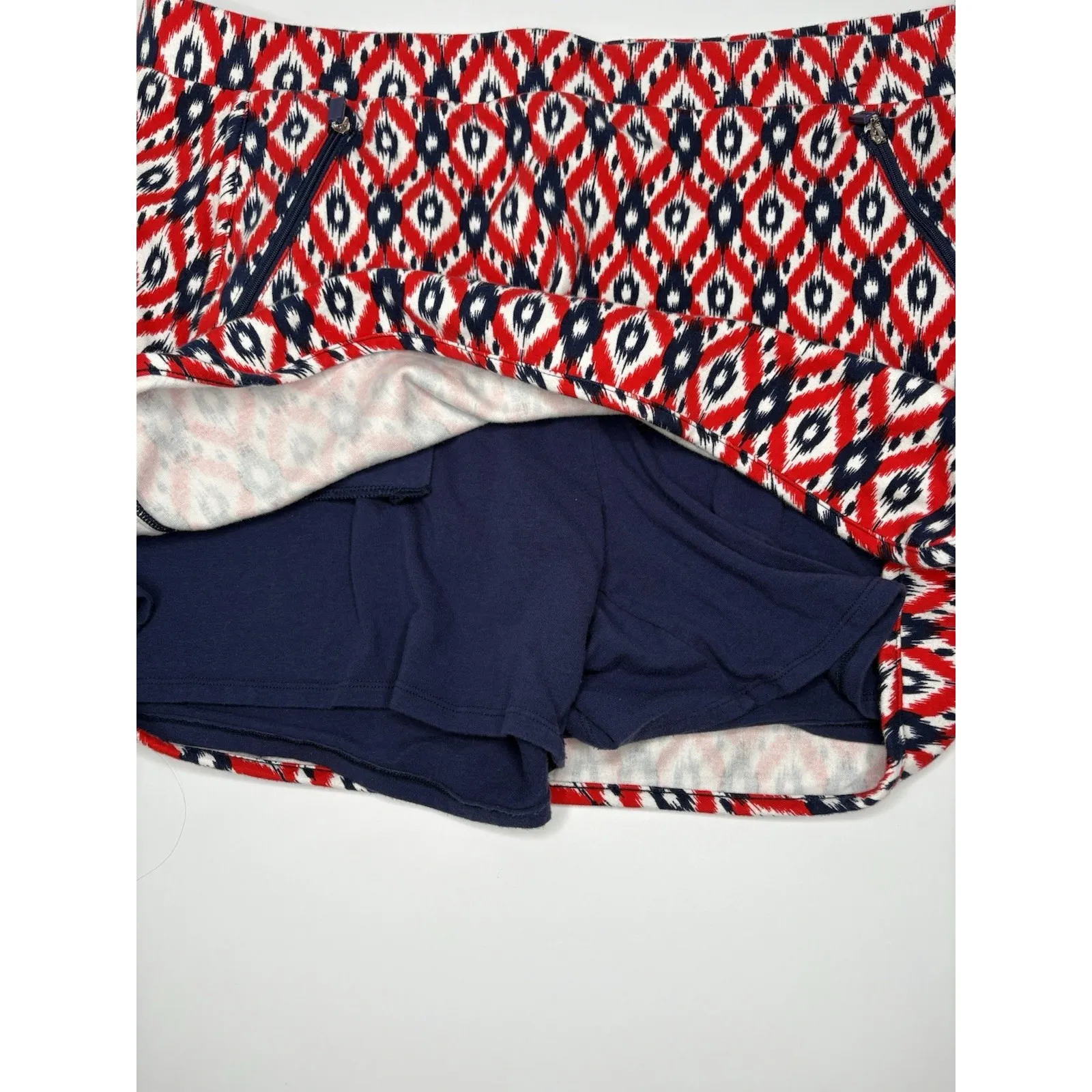Jones New York Signature Women's Skort XXL Red Blue‎ Ikat Print Stretch Pockets - Image 4