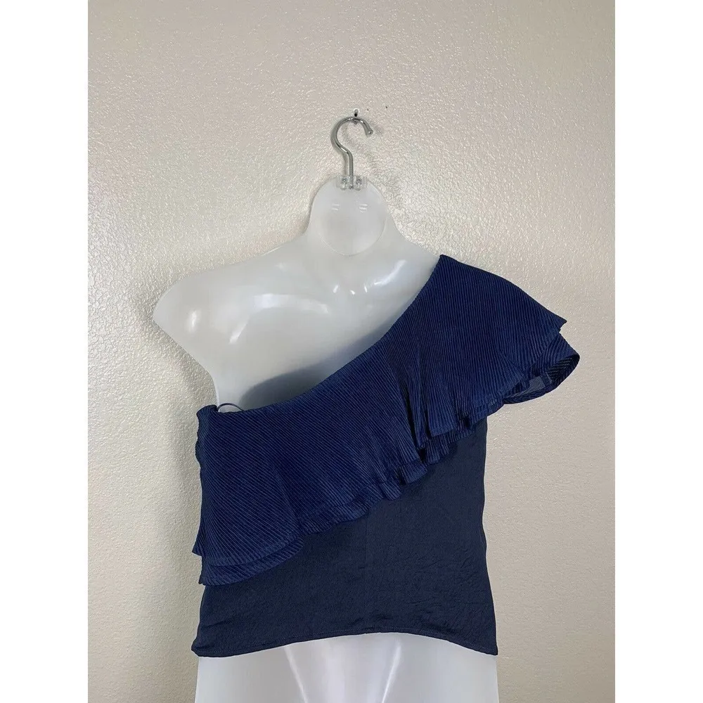 Capulet Vanessa Navy One Shoulder Ruffle Top - Image 6