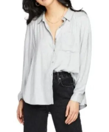 NWT Gentle Fawn Fiona Shirt Women L Gray Longer Back Split Hem Button Front - Image 1