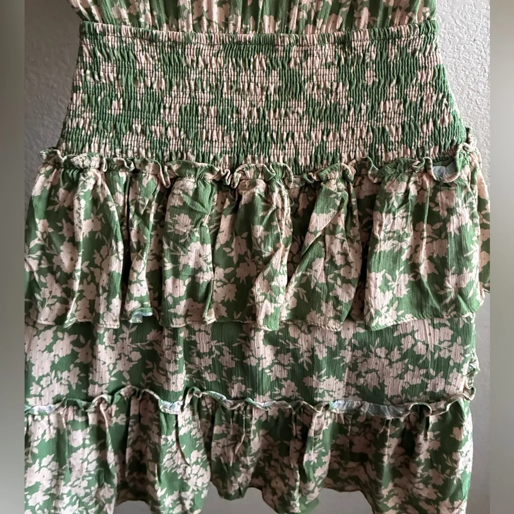 MABLE Green & Cream Floral Cutout Mini Dress L Size L - Image 10