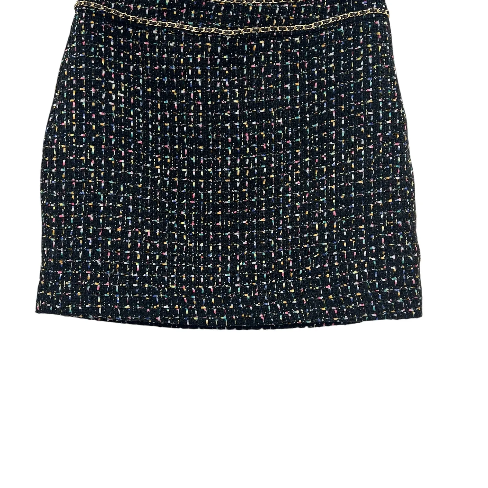 We're All Pretty Girls W.A.P.G. Audrey Skirt Mini Tweed Chain Black Multi Medium - Image 3
