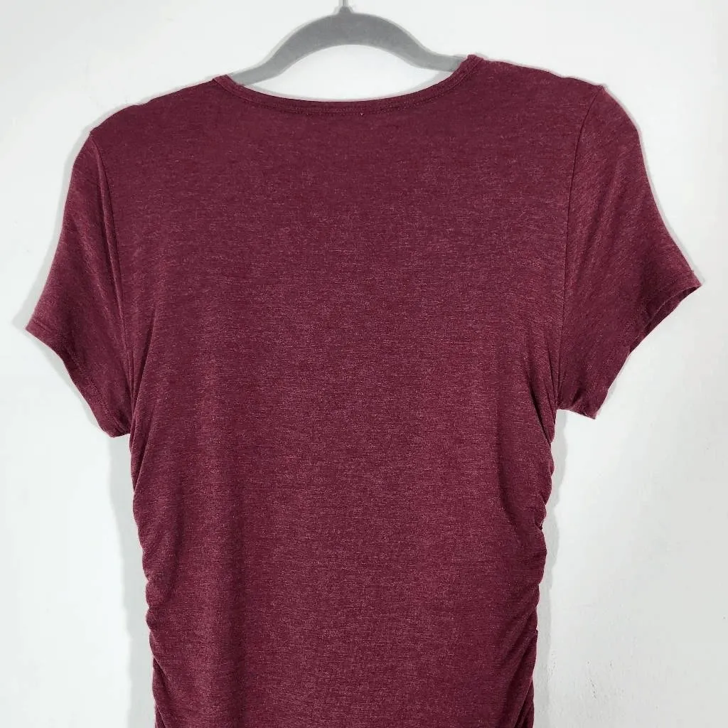 Calvin Klein Burgundy T-Shirt Dress with Side Drawstring Size 6 Oxblood Dress - Image 7