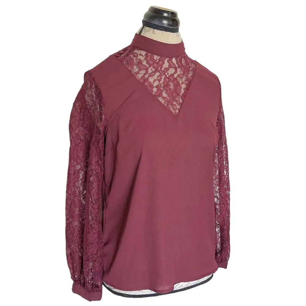 Primark Blouse Sz 4 Victorian Inspired  Lace Long Sleeve Romantic Evening Date - Image 3