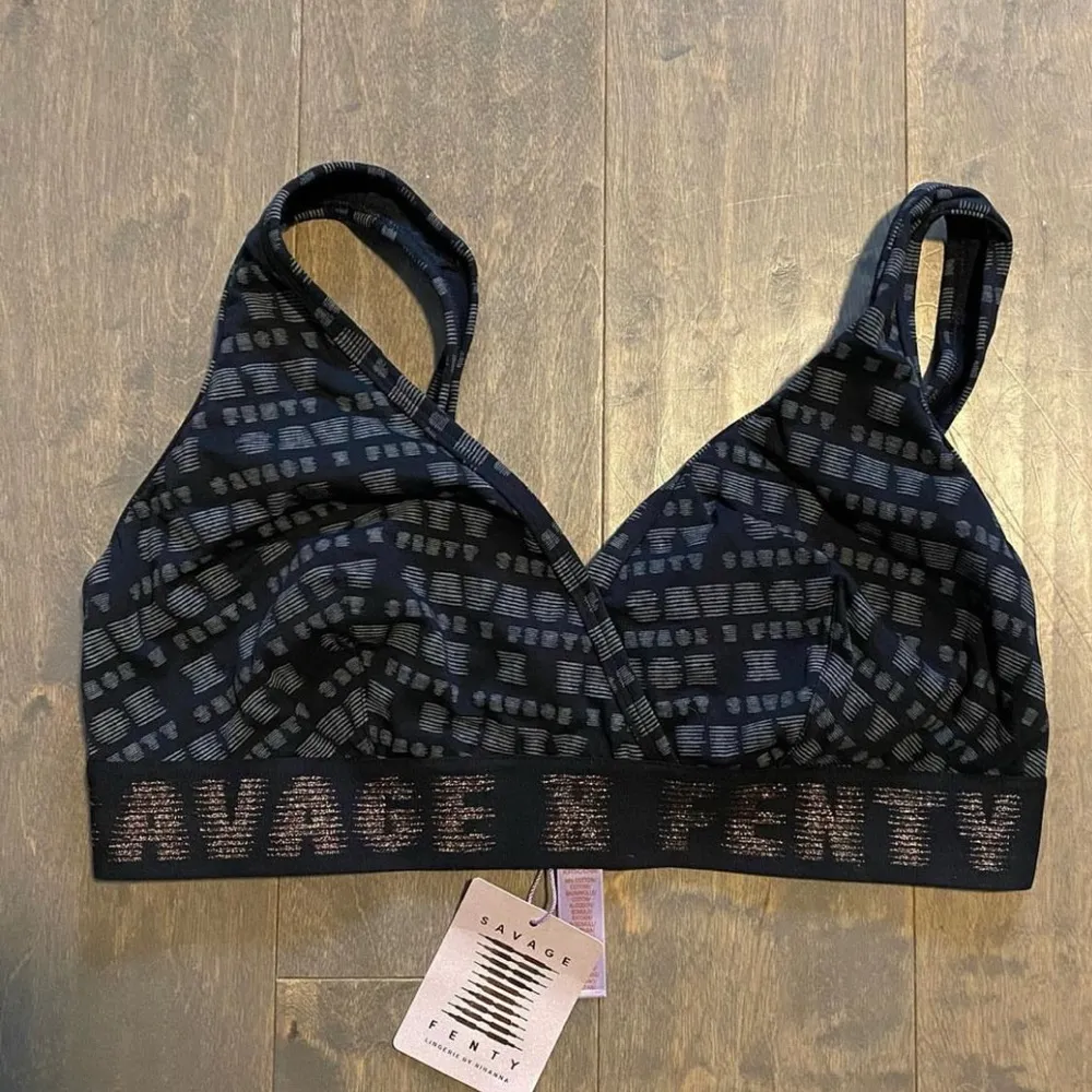 NWT Savage Fenty Women's Bralette Bra in All Over Black Print Size 1X NWT - Image 3