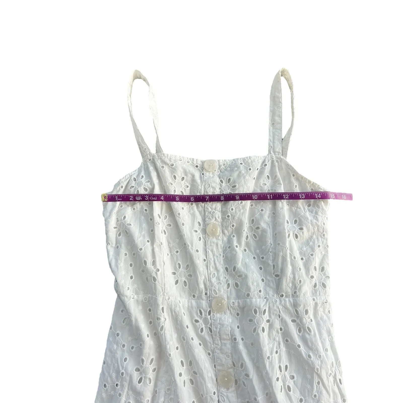 Alexis for Target White Eyelet Sleevless Pleated Mini Dress Ruffle Summer Casual - Image 7