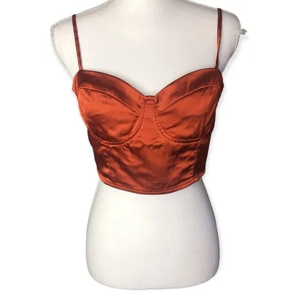 SHEIN Satin Back Zip Cropped Bustier Cami Blouse - Image 5