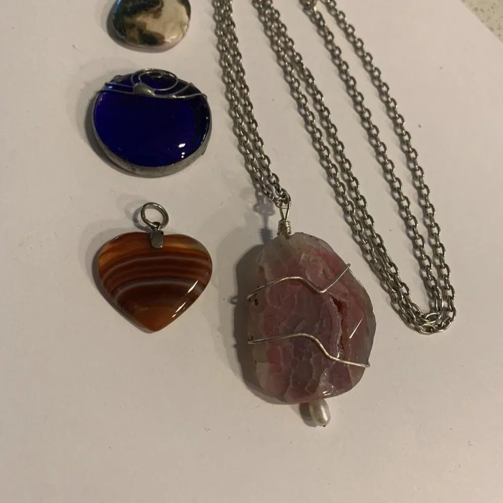Lot Of 4 Women's Girl's Costume Pendants Mix Variety Polished Stones / Rocks Etc - Image 8