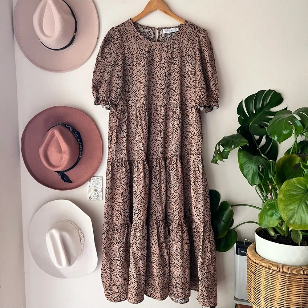 PETAL & PUP spotted ruffle tier midi dress womens SIZE 8 pockets Dalmatian print - Image 2