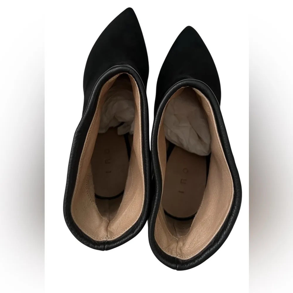 IRO Black Heeled Boots with Cone Heel and Asymmetrical Cut - Image 6