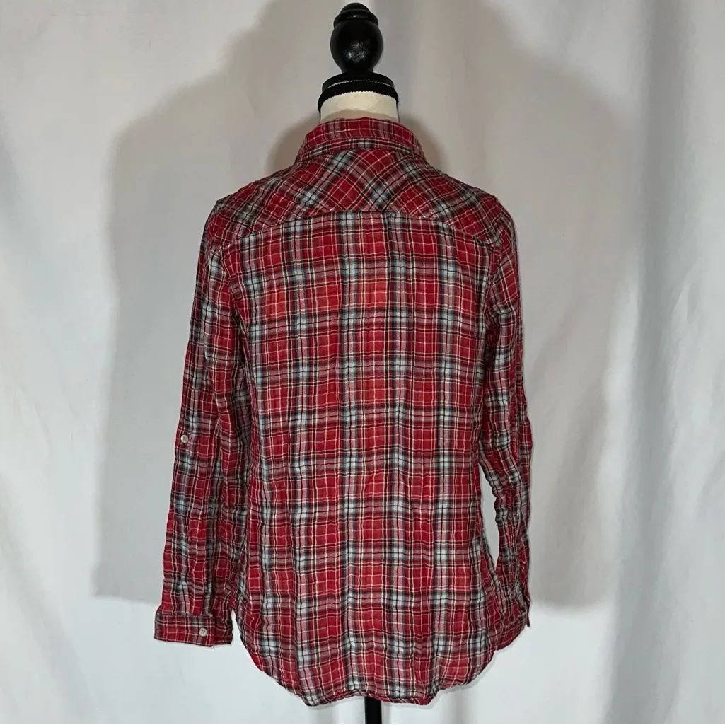 Sandra Ingrish • Size S Button Up Shirt Pockets Plaid Red Multi Casual Collar - Image 4