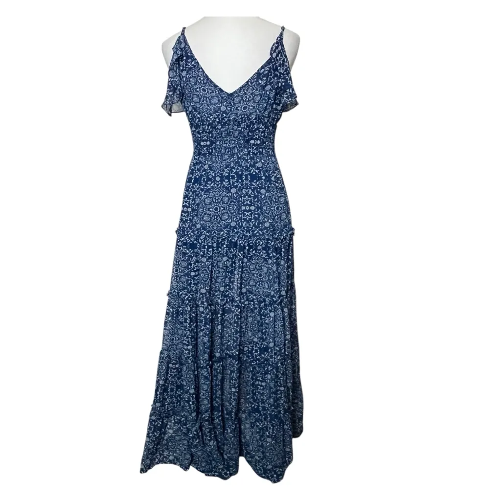 MISA Los Angeles Elodie Dress Women’s Size XS Blue Floral Ruffle Tiered Maxi - Image 6