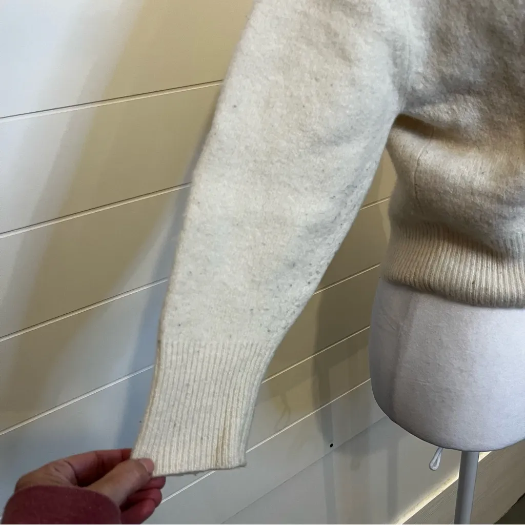 Vintage Allison Smith Lambswool Angora Rabbit Hair Cream Cardigan Cropped XXS - Image 5