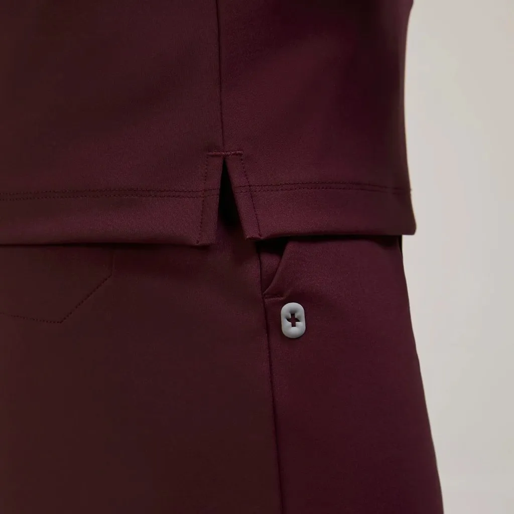 Figs Sona FORMx Slim V-Neck Scrub Top in Burgundy, Size X-Small - Image 5