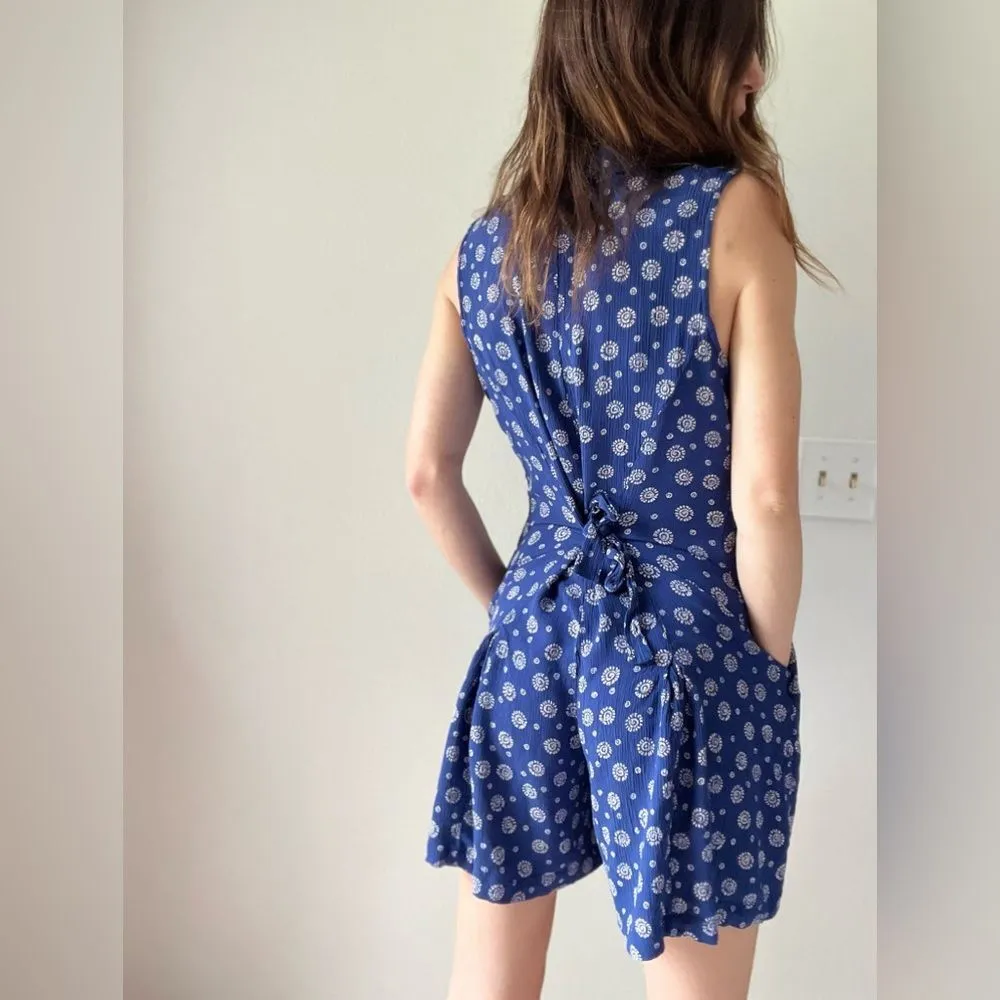 Vintage LIZSPORT Blue 90s Swirl Sun Print Romper - Image 12