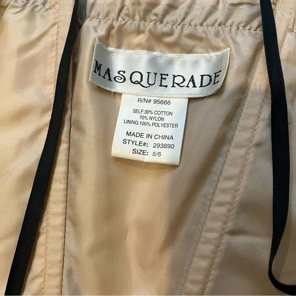 Vintage 90s Masquerade Strapless Black Gold Tiered Tulle Tutu Skirt Dress,Sz 5/6 - Image 13