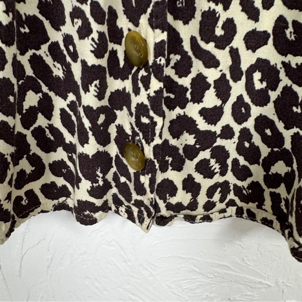 Something Navy Revolve Animal Print Button Down Sun Dress Womens XS Cream Brown - Image 3