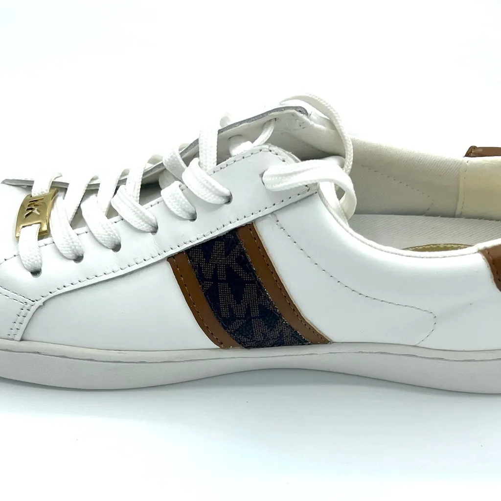 Michael Kors White and Brown Sneakers with Gold Accents Size 8.5M NEW - Image 5