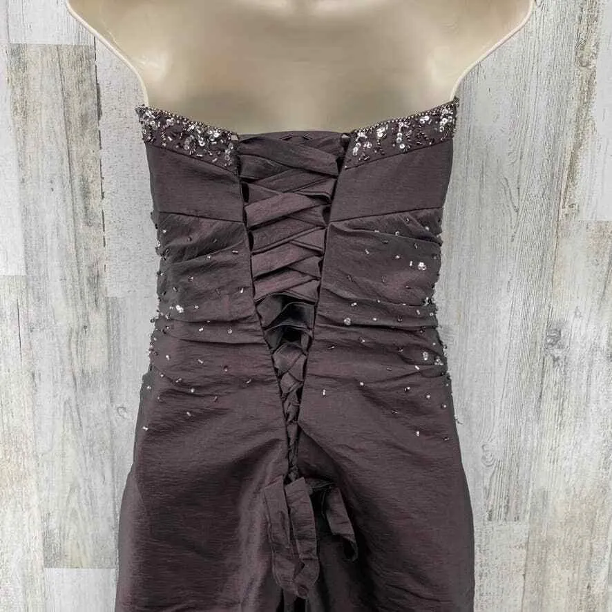 Vintage Y2K Flirt Maggie Sottero Formal Dress Womens 8 Brown Beaded Corset Fairy - Image 7