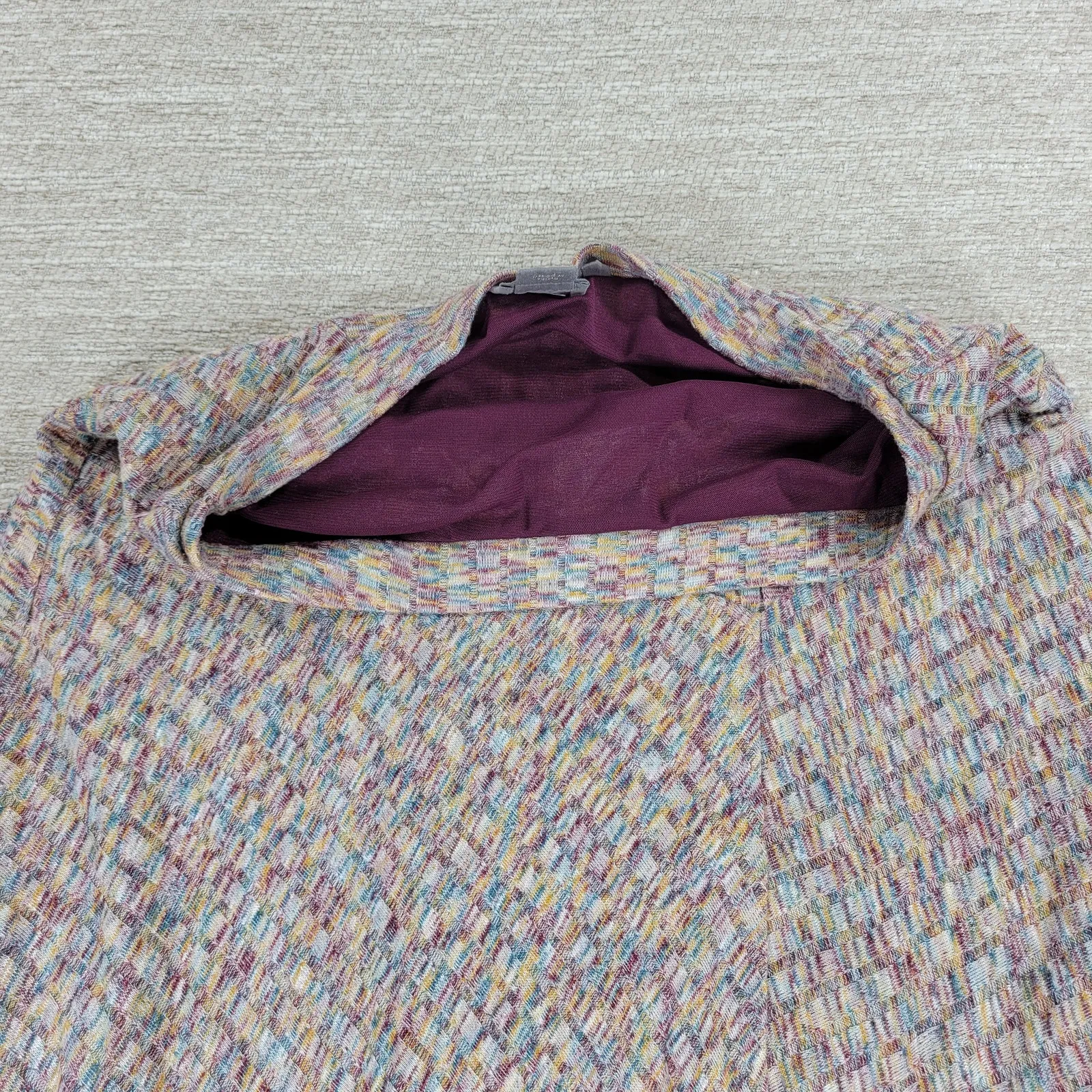 Vanessa Virginia Knit Skirt Large Asymmetrical Maxi Multicolor Textured Lined - Image 10