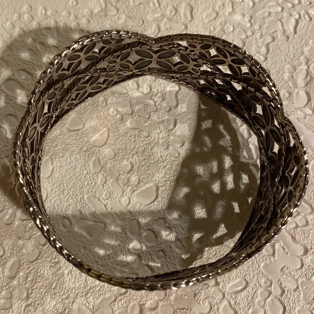 John Hardy Sterling Silver Wide Cuff Bracelet Kawung Flower Pink Orange … - Image 6