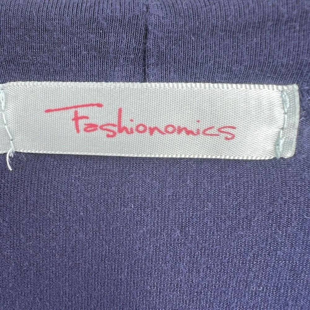 Fashionomics Navy Short Sleeve Asymmetrical Hem Button Detail XL - Image 4