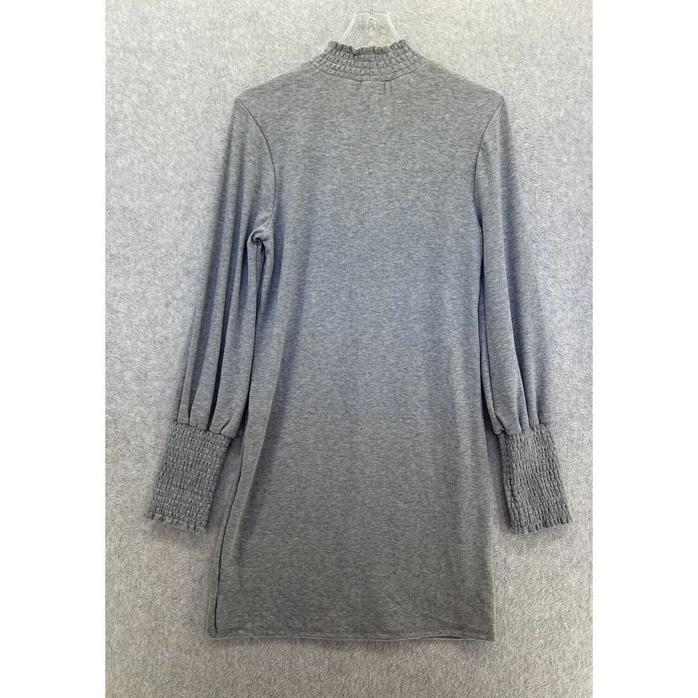 One One Six Women’s Gray Sweater Dress Ribbed Knit Scrunch Wrist Long Sleeve Size L - Image 5