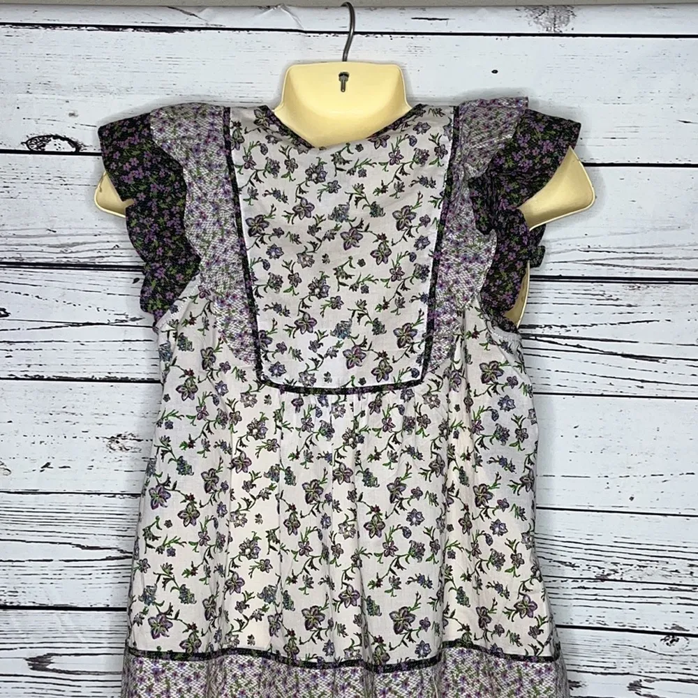 Carolina Belle NWT Size S Floral Patchwork Print Tiered Ruffle Peasant Shirt Top - Image 4