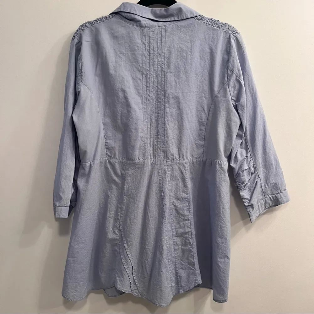 Parsley & Sage Button Down Vintage Button Down Blouse Top Mixed Metal Buttons Blue Size M - Image 10