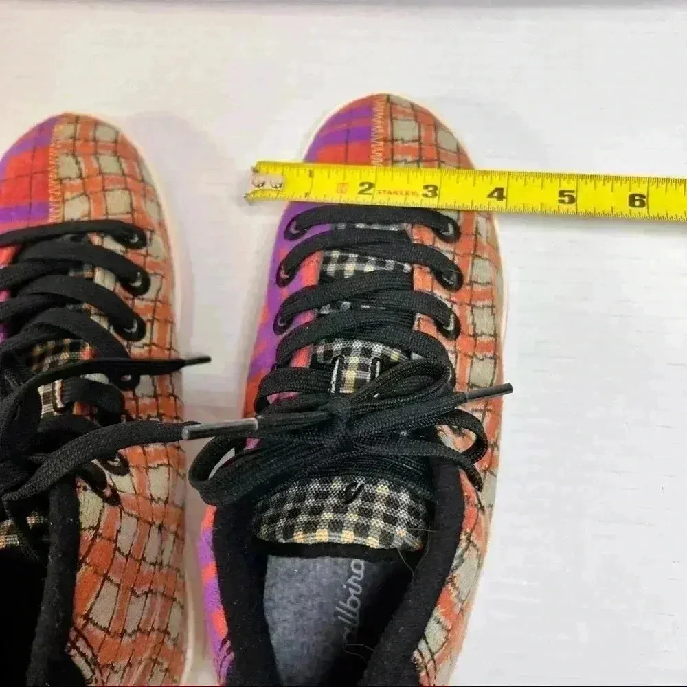 ALLBIRDS WOMENS SIZE 8 WOOL PIPER TARTAN PLAID BRIGHT COLORS PURPLE ORANGE FUNKY - Image 9