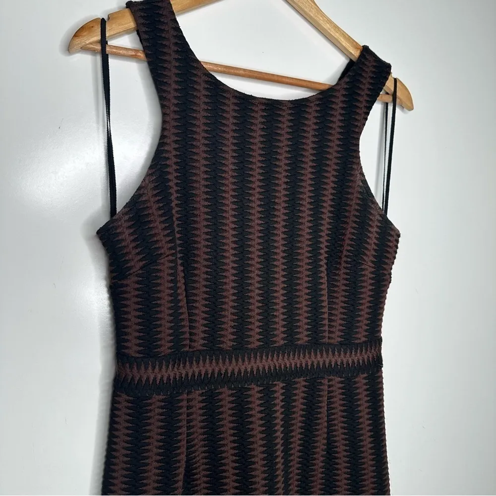 Maeve Anthropologie Brown/Black Meridian Vertical Stripe Dress Size Medium - Image 4