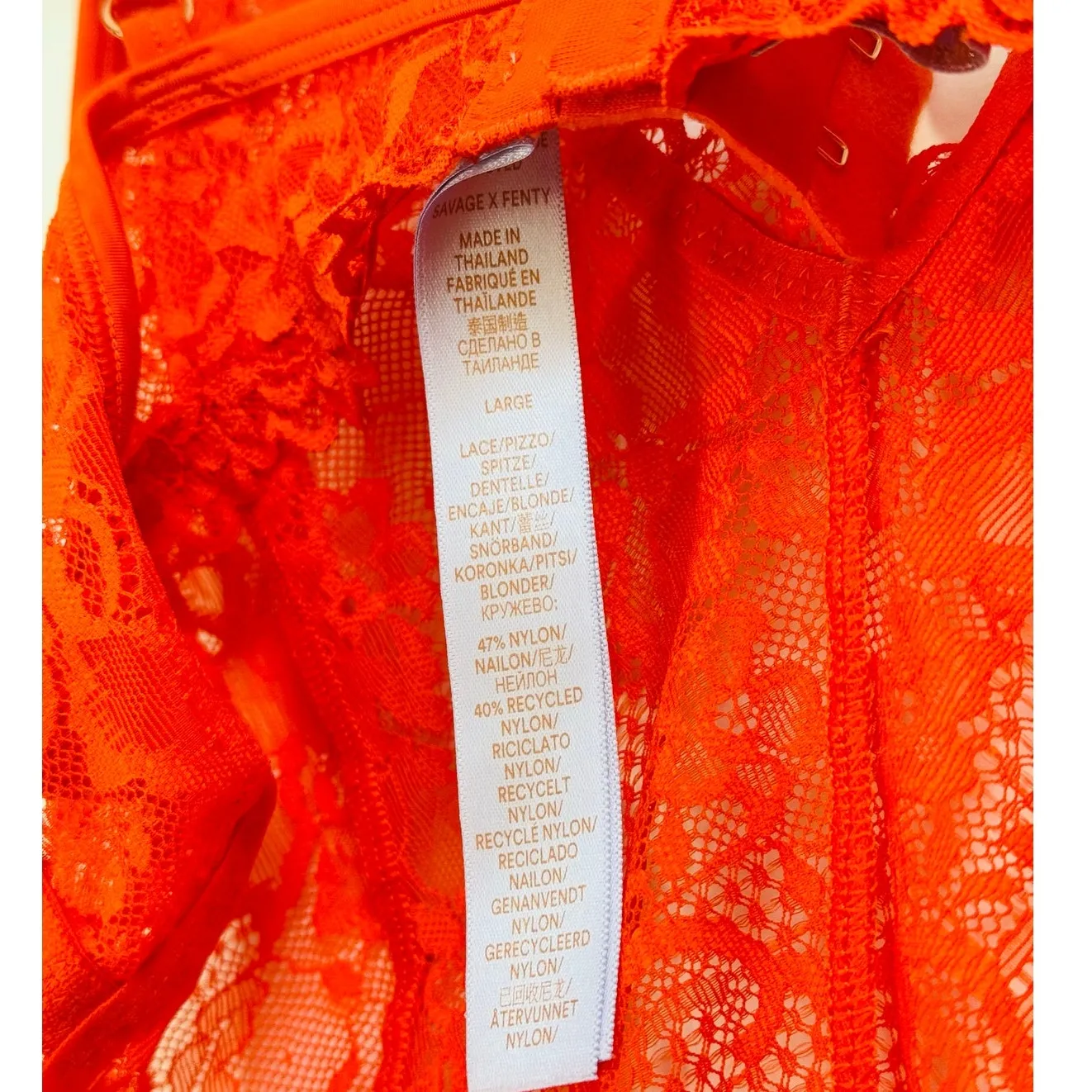 Savage‎ x Fenty Floral Lace Teddy Red Tempo Large Bodycon Fitted Mesh Lace - Image 7