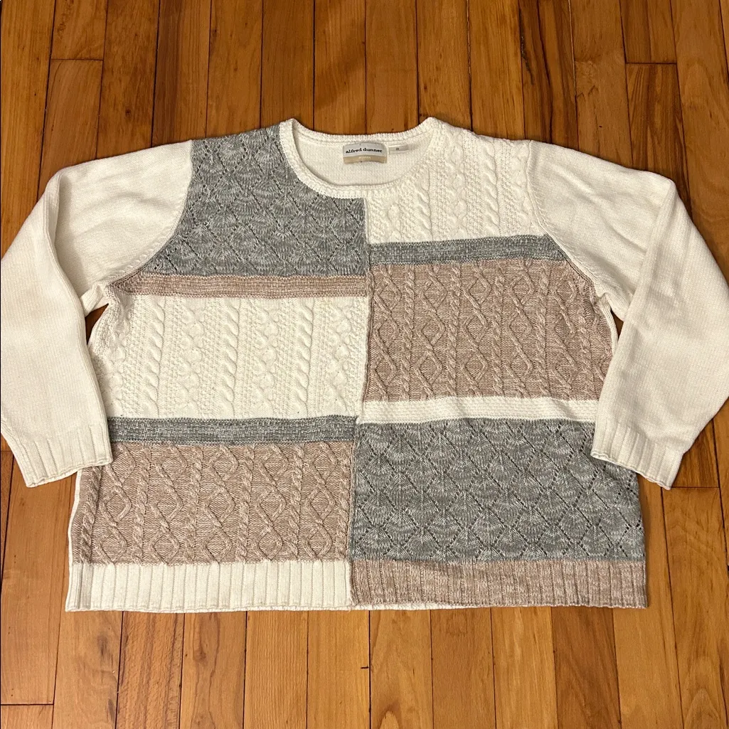 Alfred Dunner Eskimo Kiss Colorblock Sweater White Size 2X - Image 2