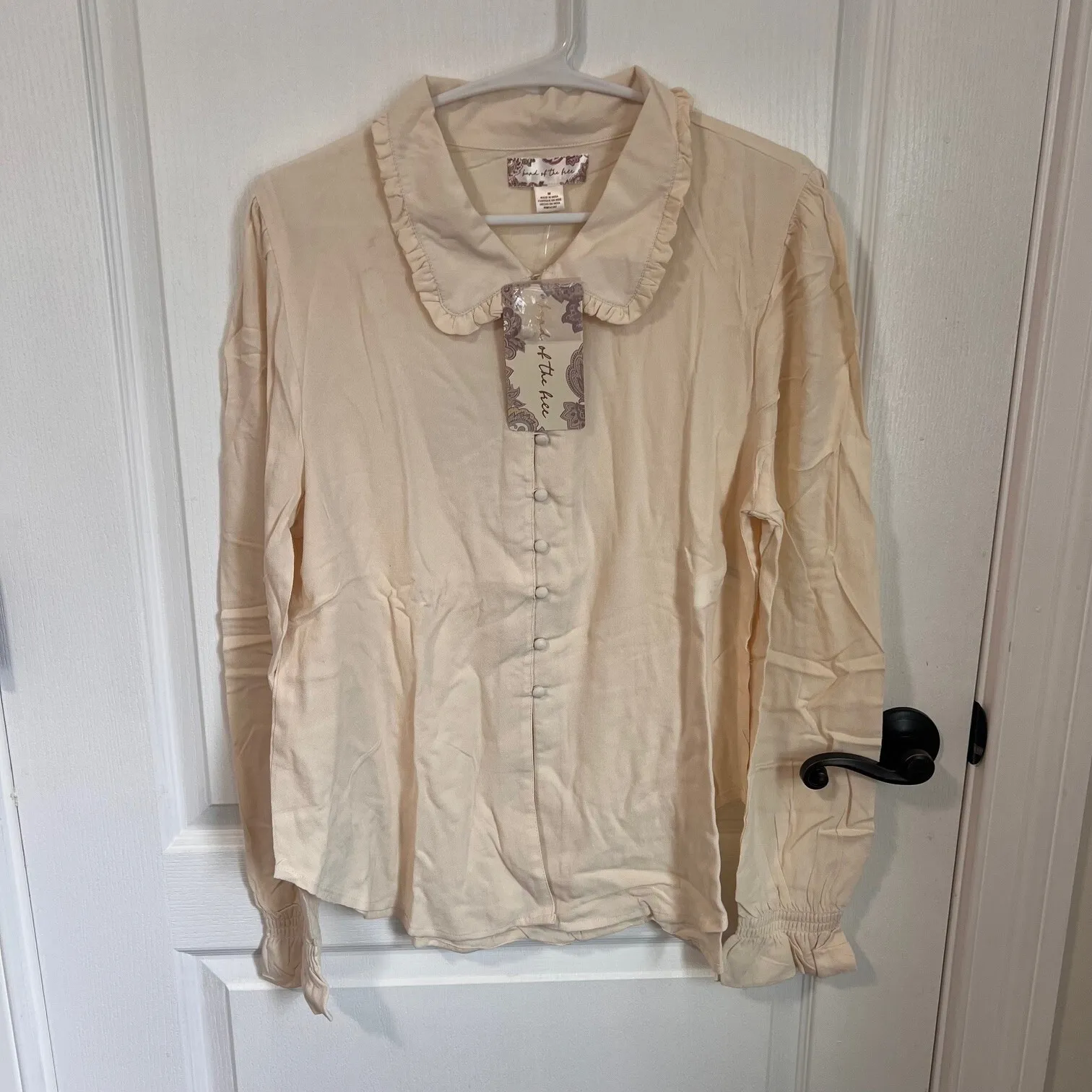 Band of the Free‎ Womens Denise Cream Long Sleeve Button Down Shirt Size Medium - Image 2